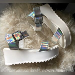 NYLA Hologram Platform Sandals